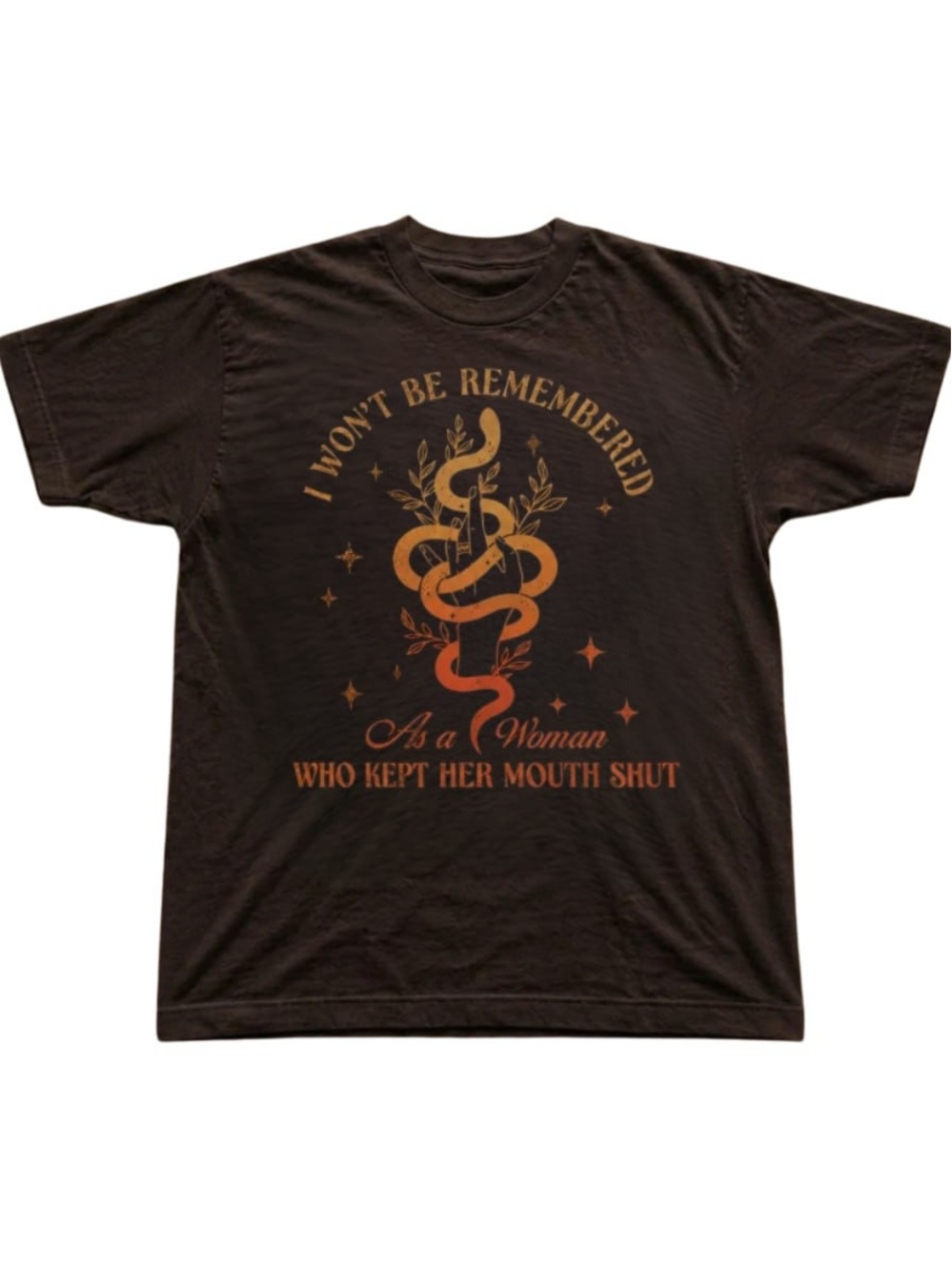 Brown Tee with Orange-to-Gold Snake Graphic